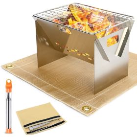 Card Stove Mini Barbecue Grill Fire Table Outdoor Firewood Stove Camping Barbecue Stove BBQ Stainless Steel Firewood Rack