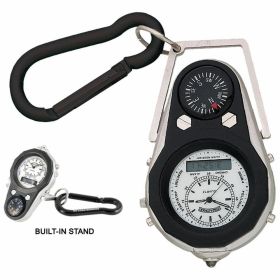 Field & Stream F165FOBW Compass Thermometer Carabiner Alarm Pocket Watch