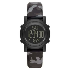 George Men's Digital Watch: Gunmetal Case, Negative Display, Black Grey Camo Stap (FMDOGE030)