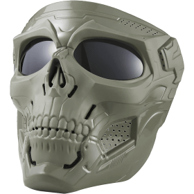 Skull Mask Full Face Tactical Masks For CS Survival Games Shooting Cosplay Movie Paintball Halloween Scary Masks (Color: Green+Gray-Lens)