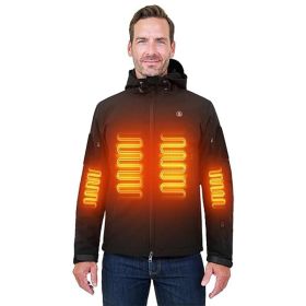 Heated Jacket For Men ANTARCTICA GEAR Winter Coat With 12V 16000mAh Battery Pack, Soft Shell Heating Hood Jacket (Color: Black, size: S)