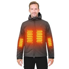 Heated Jacket For Men ANTARCTICA GEAR Winter Coat With 12V 16000mAh Battery Pack, Soft Shell Heating Hood Jacket (Color: Grey, size: M)