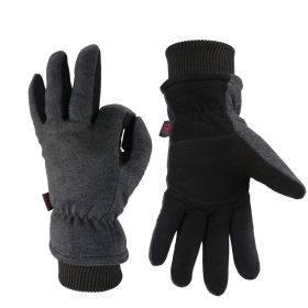 OZERO Winter Gloves -30°F Cold Proof Deerskin Suede Leather Insulated Water-Resistant Windproof Thermal Glove for Driving Hiking Snow Work in Cold Wea (Color: Grey-Black-M)