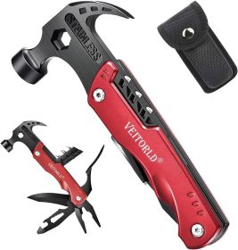 Cool Gadgets Survival Tools Hammer Multitool (Color: Red)